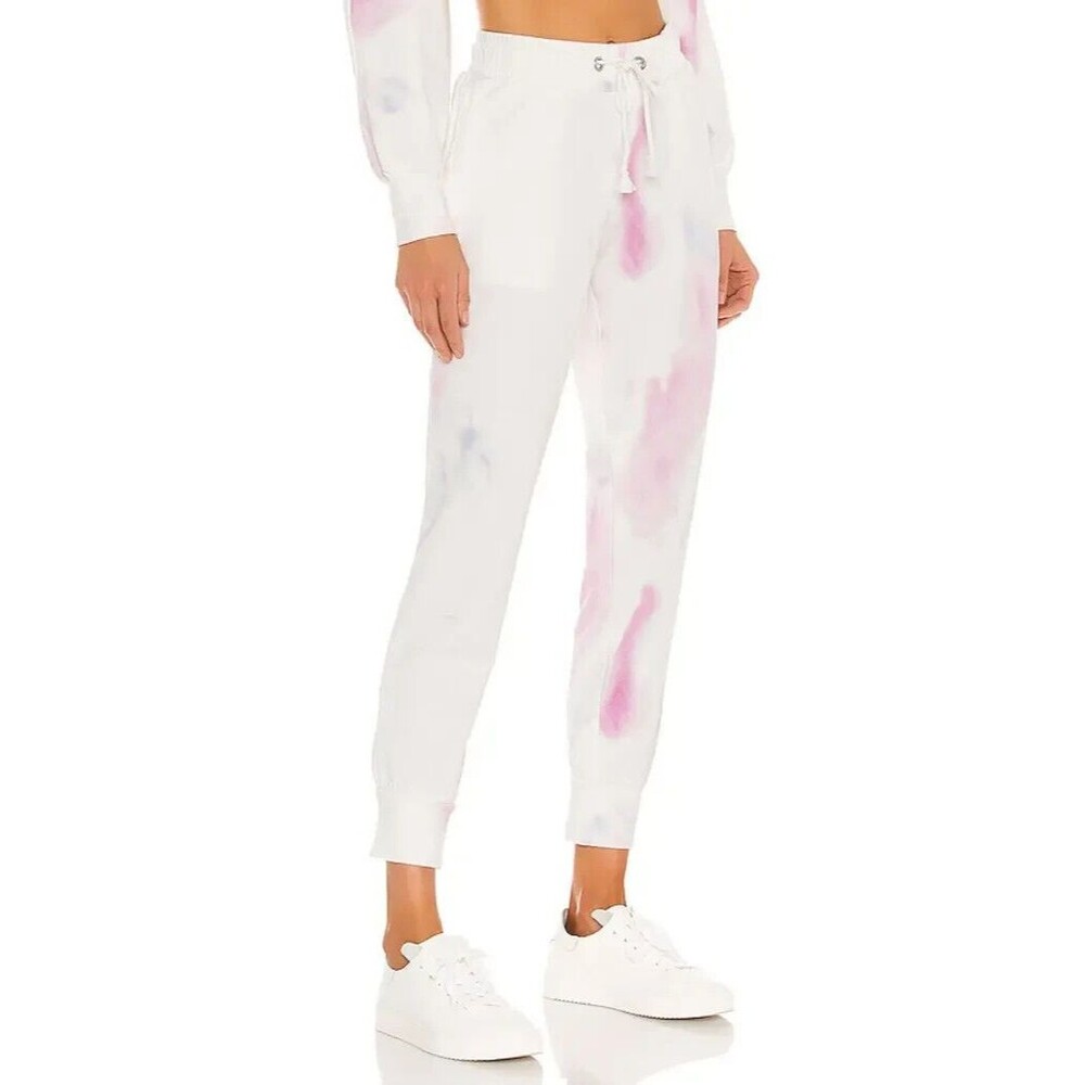 Paige Annette Jogger Size M Fushia White Tie Dye Sweatpants Drawstring